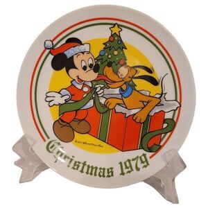 SCHMID Walt Disney "CHRISTMAS 1979" Plate Mickey as Santa Pluto‎
